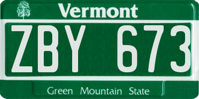 VT license plate ZBY673