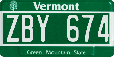 VT license plate ZBY674