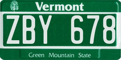 VT license plate ZBY678