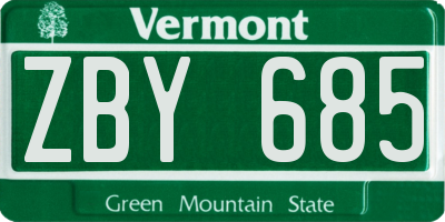 VT license plate ZBY685