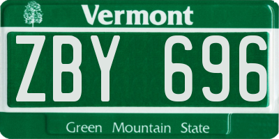 VT license plate ZBY696