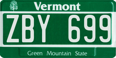 VT license plate ZBY699