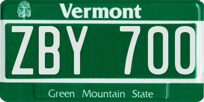 VT license plate ZBY700