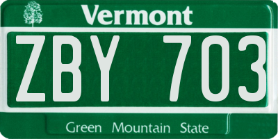 VT license plate ZBY703