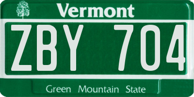 VT license plate ZBY704