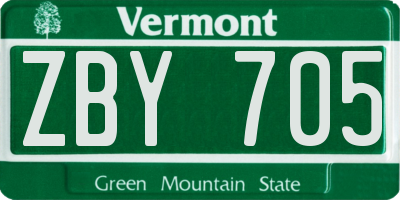 VT license plate ZBY705