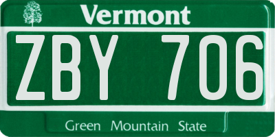 VT license plate ZBY706