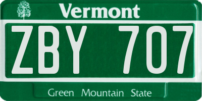 VT license plate ZBY707