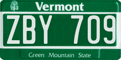 VT license plate ZBY709