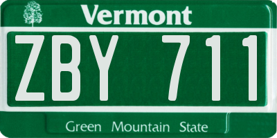 VT license plate ZBY711