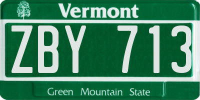 VT license plate ZBY713