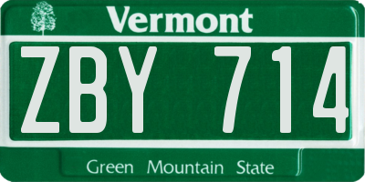 VT license plate ZBY714