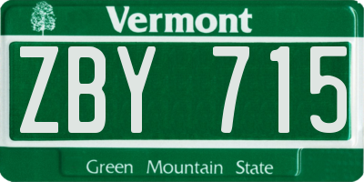 VT license plate ZBY715