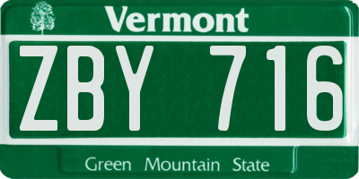 VT license plate ZBY716