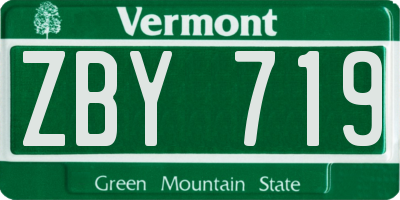 VT license plate ZBY719
