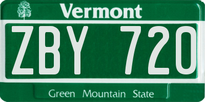 VT license plate ZBY720