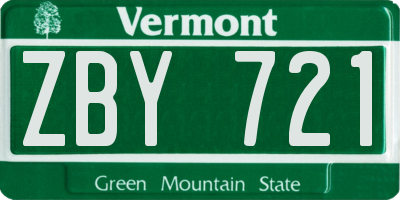 VT license plate ZBY721