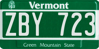 VT license plate ZBY723