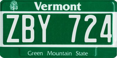 VT license plate ZBY724