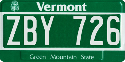 VT license plate ZBY726