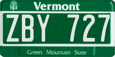 VT license plate ZBY727