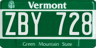 VT license plate ZBY728
