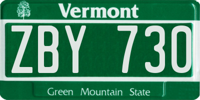 VT license plate ZBY730