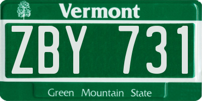 VT license plate ZBY731