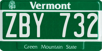VT license plate ZBY732