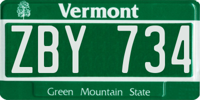 VT license plate ZBY734