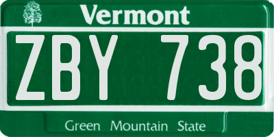 VT license plate ZBY738