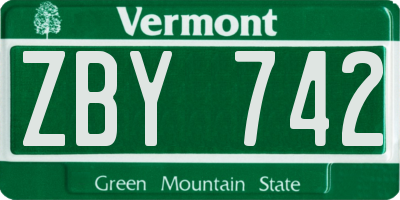 VT license plate ZBY742
