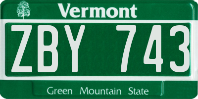 VT license plate ZBY743