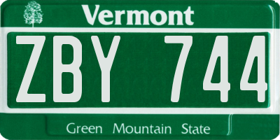 VT license plate ZBY744