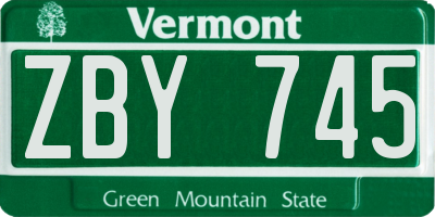 VT license plate ZBY745