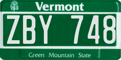 VT license plate ZBY748