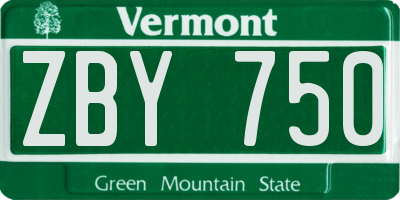 VT license plate ZBY750
