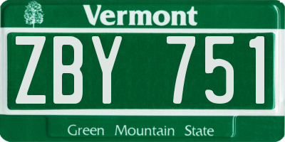 VT license plate ZBY751