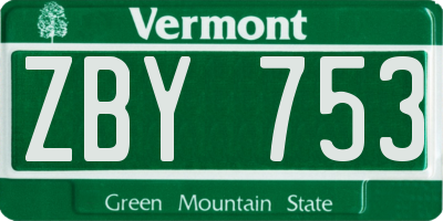 VT license plate ZBY753