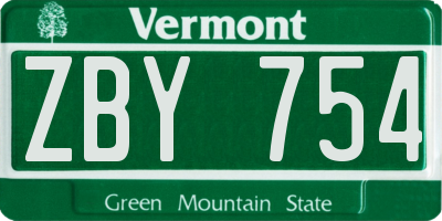 VT license plate ZBY754