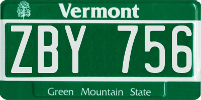 VT license plate ZBY756