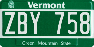 VT license plate ZBY758