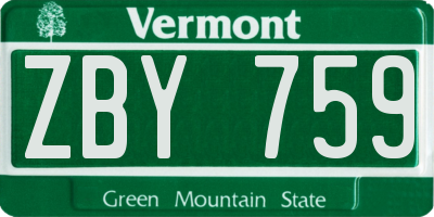 VT license plate ZBY759