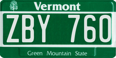VT license plate ZBY760