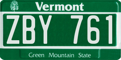 VT license plate ZBY761
