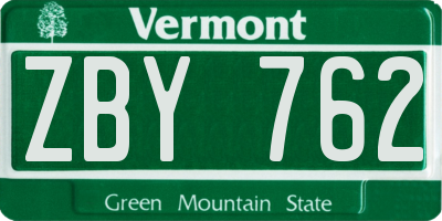 VT license plate ZBY762