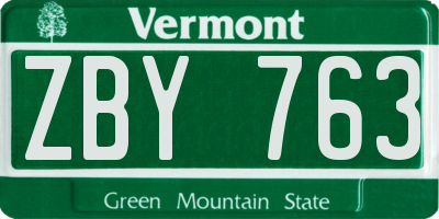 VT license plate ZBY763