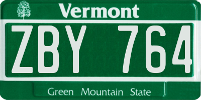 VT license plate ZBY764