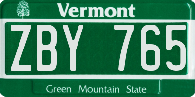 VT license plate ZBY765
