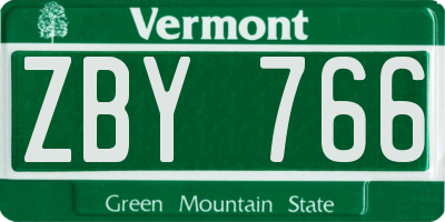 VT license plate ZBY766